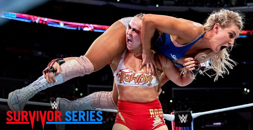 Ronda Rousey and Charlotte Flair in i quit match